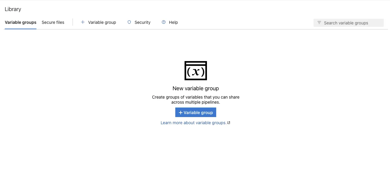 Variable group settings page
