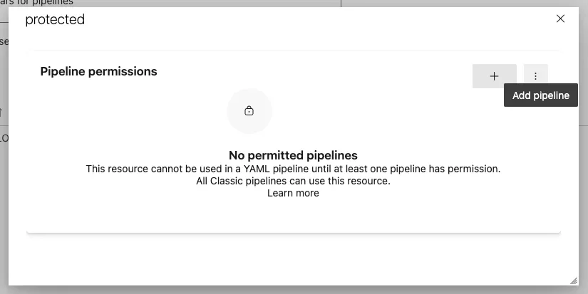 variable group pipeline permission settings